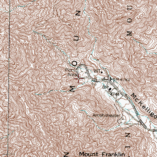 Topographic Map of McKelligon Canyon Bike Trail, TX