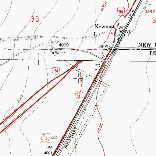 Topographic Map of Newman, TX