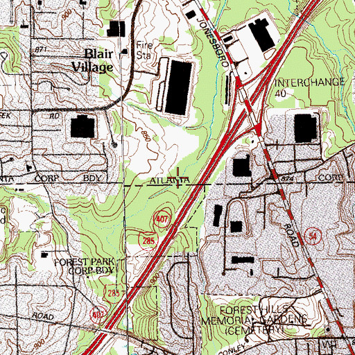 Topographic Map of Veterans Creek, GA