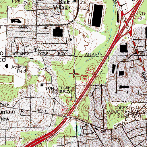 Topographic Map of Thames Creek, GA