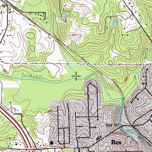 Topographic Map of Sweetgum Creek, GA