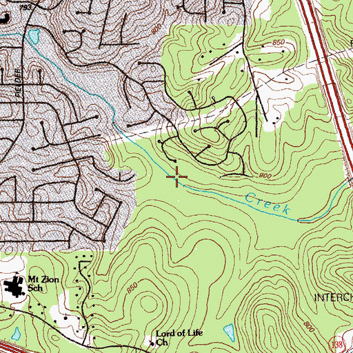 Topographic Map of Rocky Creek, GA