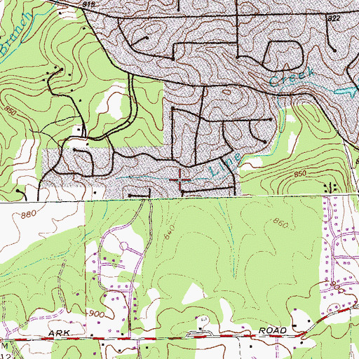 Topographic Map of Mossflorinstone Creek, GA