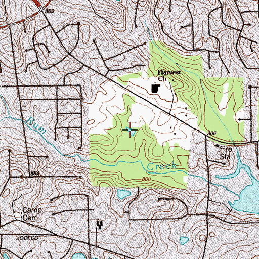 Topographic Map of Frog Pond, GA