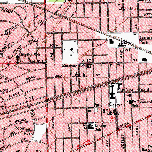Topographic Map of Concordia Lutheran Church, IL