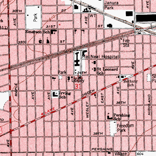 Topographic Map of Saint Michael and All Angels Church, IL