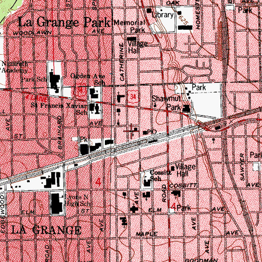 Topographic Map of First Baptist Church of La Grange, IL