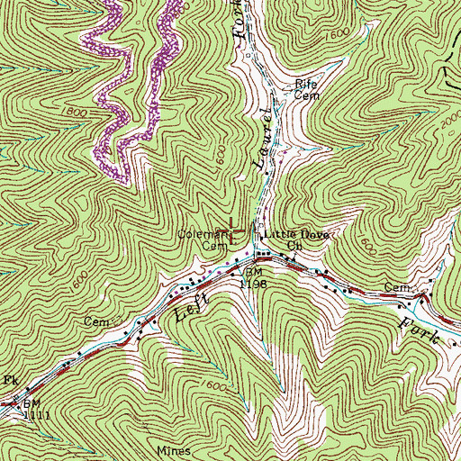 Topographic Map of Coleman Cemetery, VA