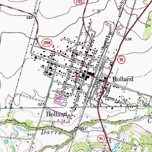 Topographic Map of City of Holland Water Tower, TX