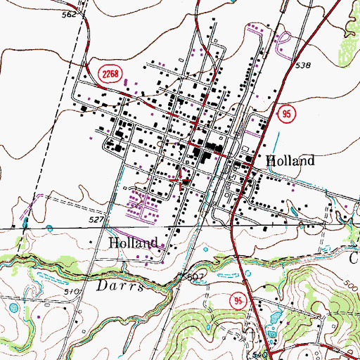 Topographic Map of Holland Church of Christ, TX