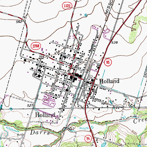 Topographic Map of Holland City Hall, TX
