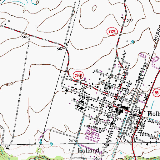 Topographic Map of Holland Volunteer Fire Department / Ambulance Service, TX