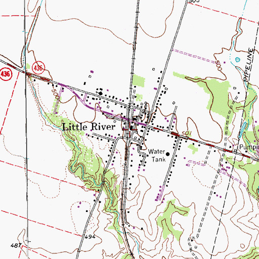 Topographic Map of Little River Community Center, TX