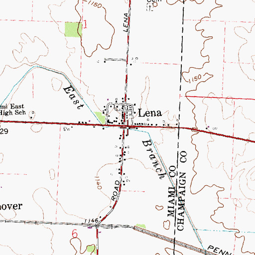 Topographic Map of Lena Post Office (historical), OH