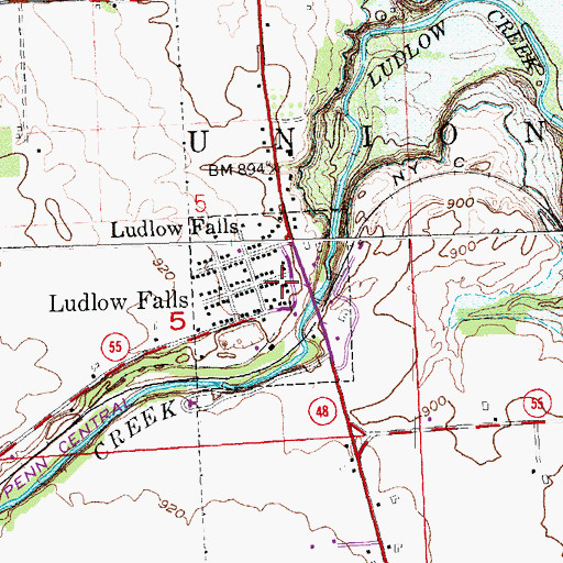 Topographic Map of Ludlow Falls Post Office, OH