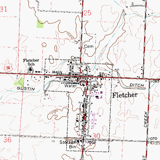 Topographic Map of Fletcher Post Office, OH