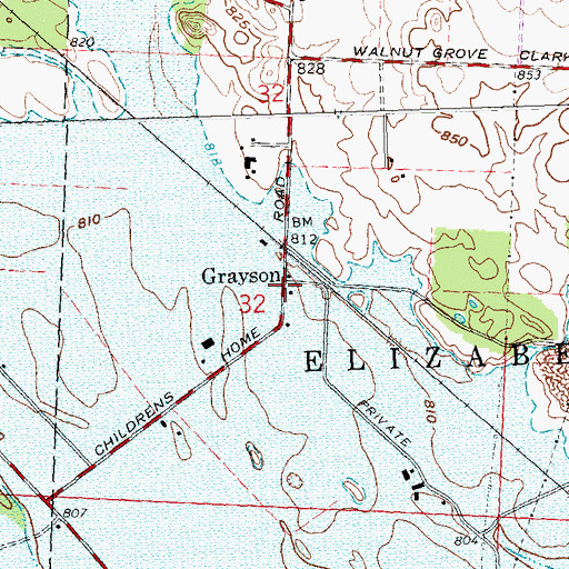 Topographic Map of Grayson Post Office (historical), OH