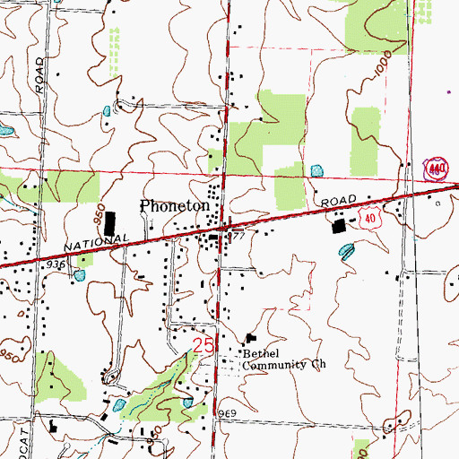Topographic Map of Phoneton Post Office, OH