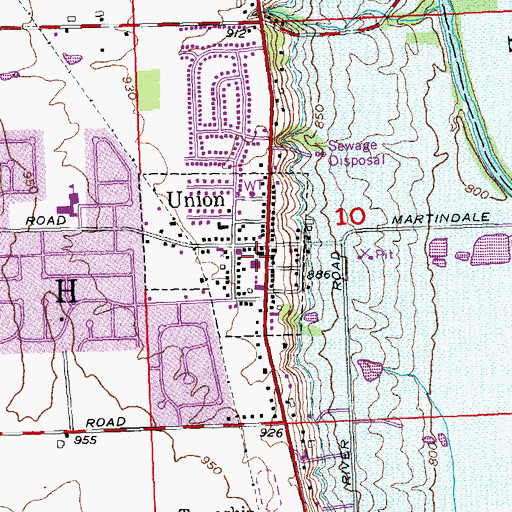 Topographic Map of Union Post Office (historical), OH