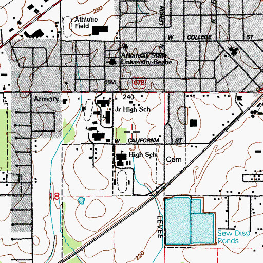 Topographic Map of Beebe Middle School, AR