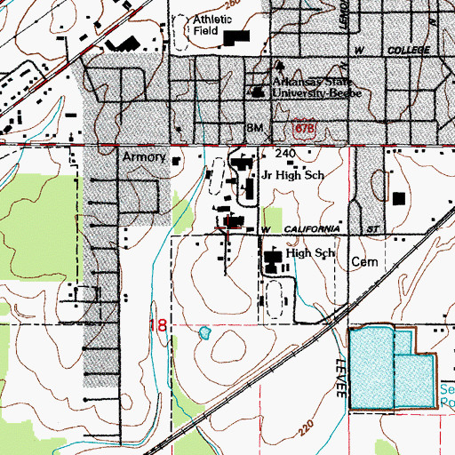 Topographic Map of Beebe Primary School, AR
