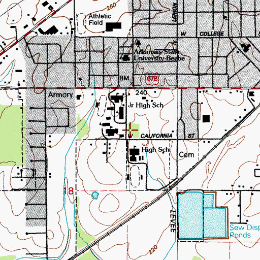 Topographic Map of Beebe Intermediate School, AR
