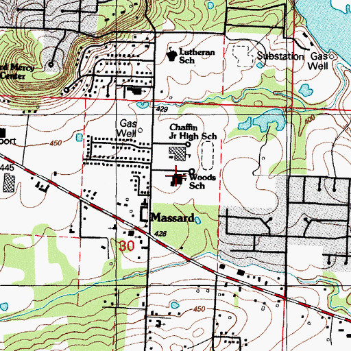 Topographic Map of John P Woods Elementary School, AR