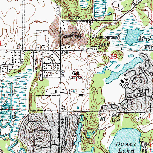 Topographic Map of Fox Lake Country Club, IL