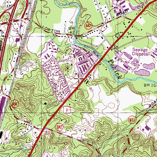 Topographic Map of Lorton Library, VA