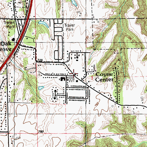 Topographic Map of Coyne Center Baptist Church, IL