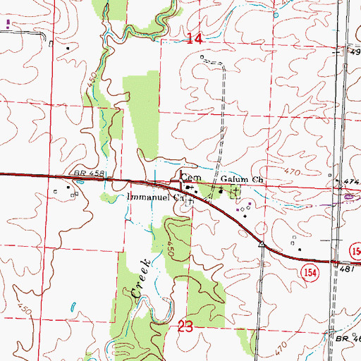 Topographic Map of Galum Baptist Cemetery, IL