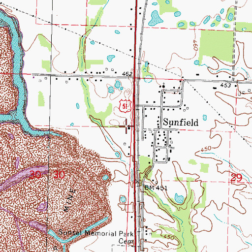 Topographic Map of Sunfield Baptist Church, IL