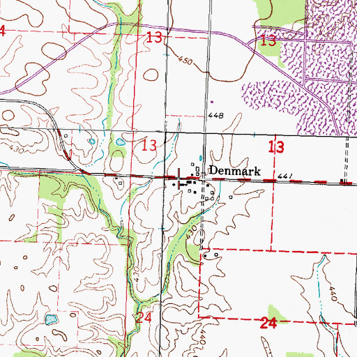 Topographic Map of Denmark Baptist Church, IL