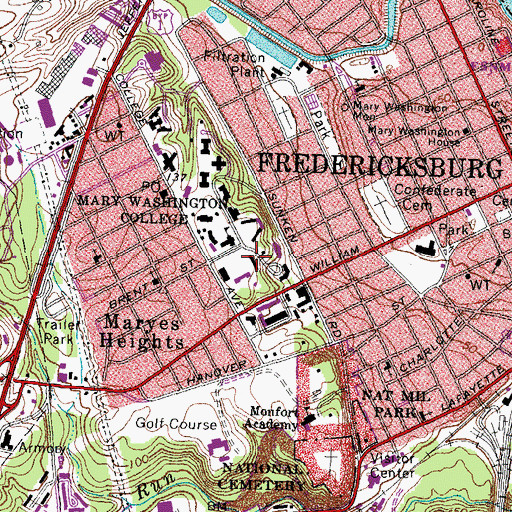 Topographic Map of Bushnell Hall, VA