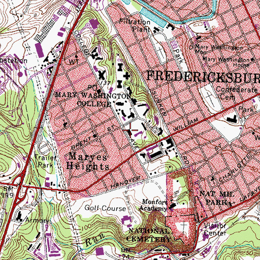 Topographic Map of Combs Hall, VA