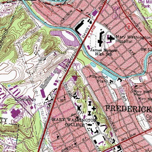 Topographic Map of Goolrick Hall, VA