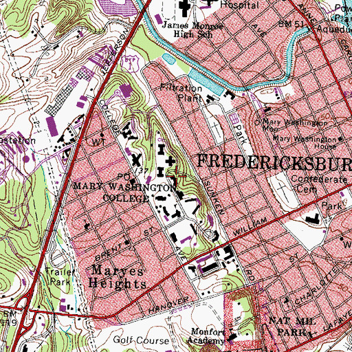 Topographic Map of Lee Hall, VA