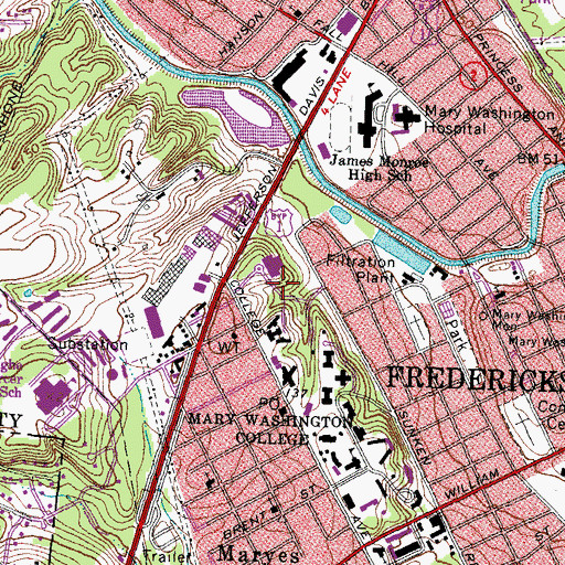 Topographic Map of New Hall, VA