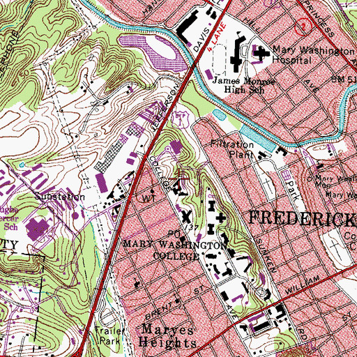 Topographic Map of Pollard Hall, VA