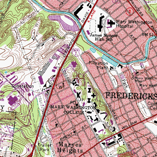 Topographic Map of Simpson Library, VA