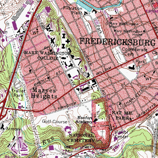 Topographic Map of South Hall, VA