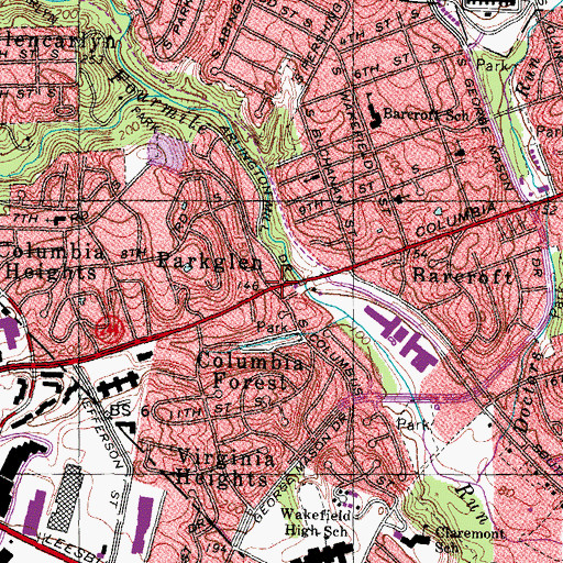 Topographic Map of Arlington Mill Community Center, VA