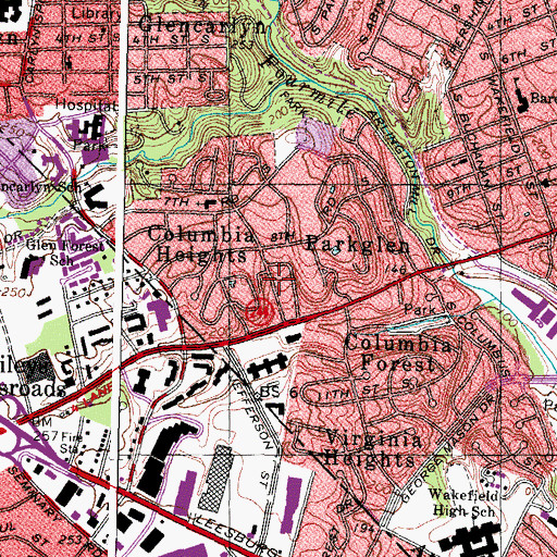 Topographic Map of Harvey Hall Community Outreach Center, VA