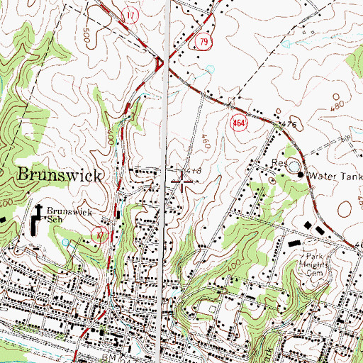 Topographic Map of Brunswick Branch Library, MD