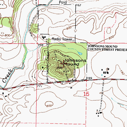 Topographic Map of Johnson's Mound Nature Preserve, IL