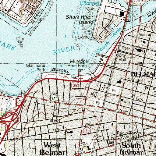 Topographic Map of L Street Bathing Beach, NJ