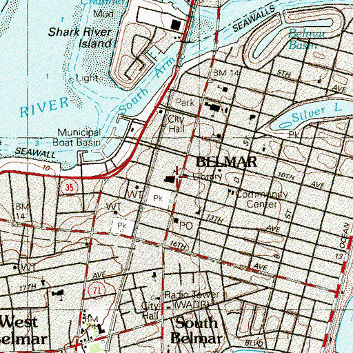 Topographic Map of Belmar Elementary School, NJ