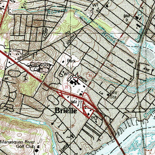 Topographic Map of Brielle Elementary School, NJ