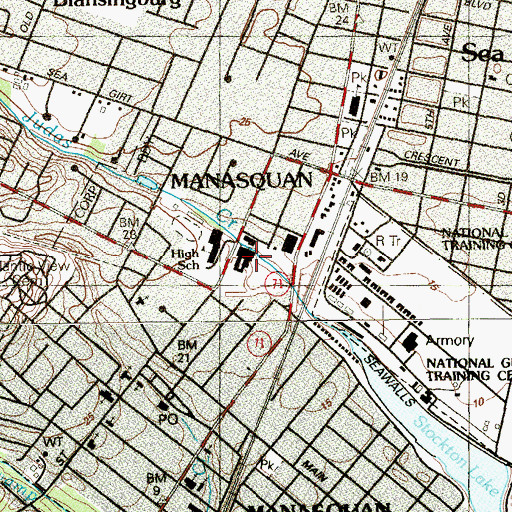 Topographic Map of Manasquan Elementary School, NJ