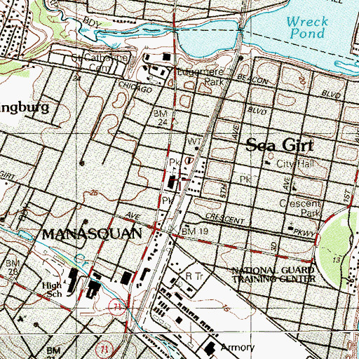 Topographic Map of Sea Girt Elementary School, NJ